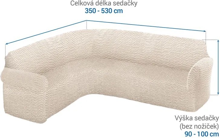 Gaico Huse bielastice CRISTINA smântână colţar (l. 350 - 530 cm)