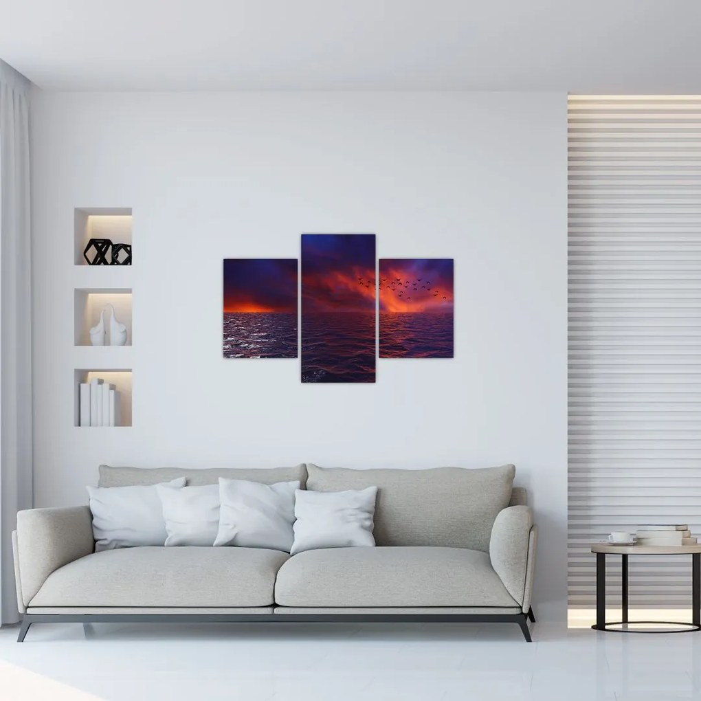 Tablou cu mare și păsări (90x60 cm)