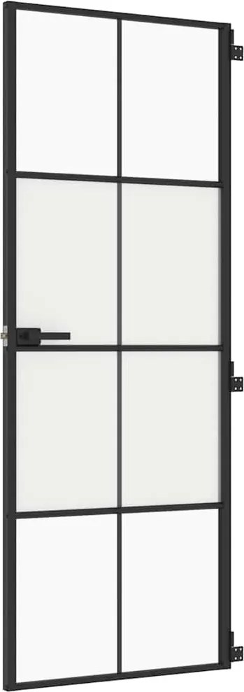 vidaXL Ușă de interior negru 76x201,5 cm sticlă securiz./aluminiu slim