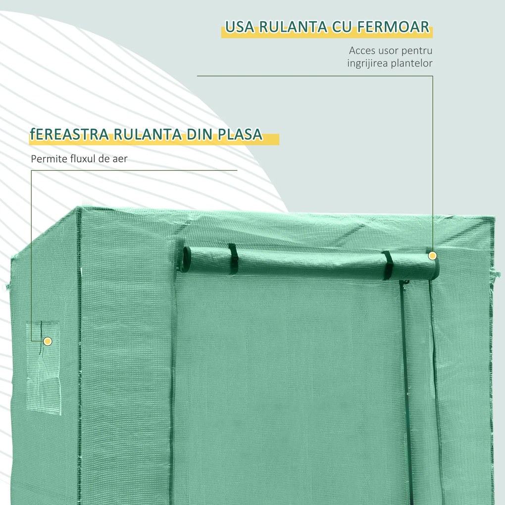 Outsunny sera de gradina pentru plante, legume, fructe, gradinarit, protectie plante 200x77x170 cm | AOSOM RO