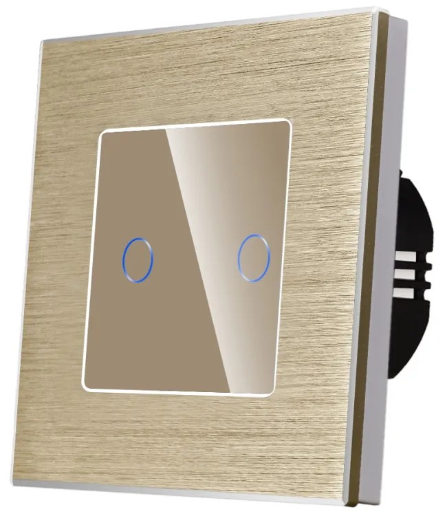 Intrerupator Dublu cu Touch din Sticla si Rama de Aluminiu LUXION, protocol ZigBee