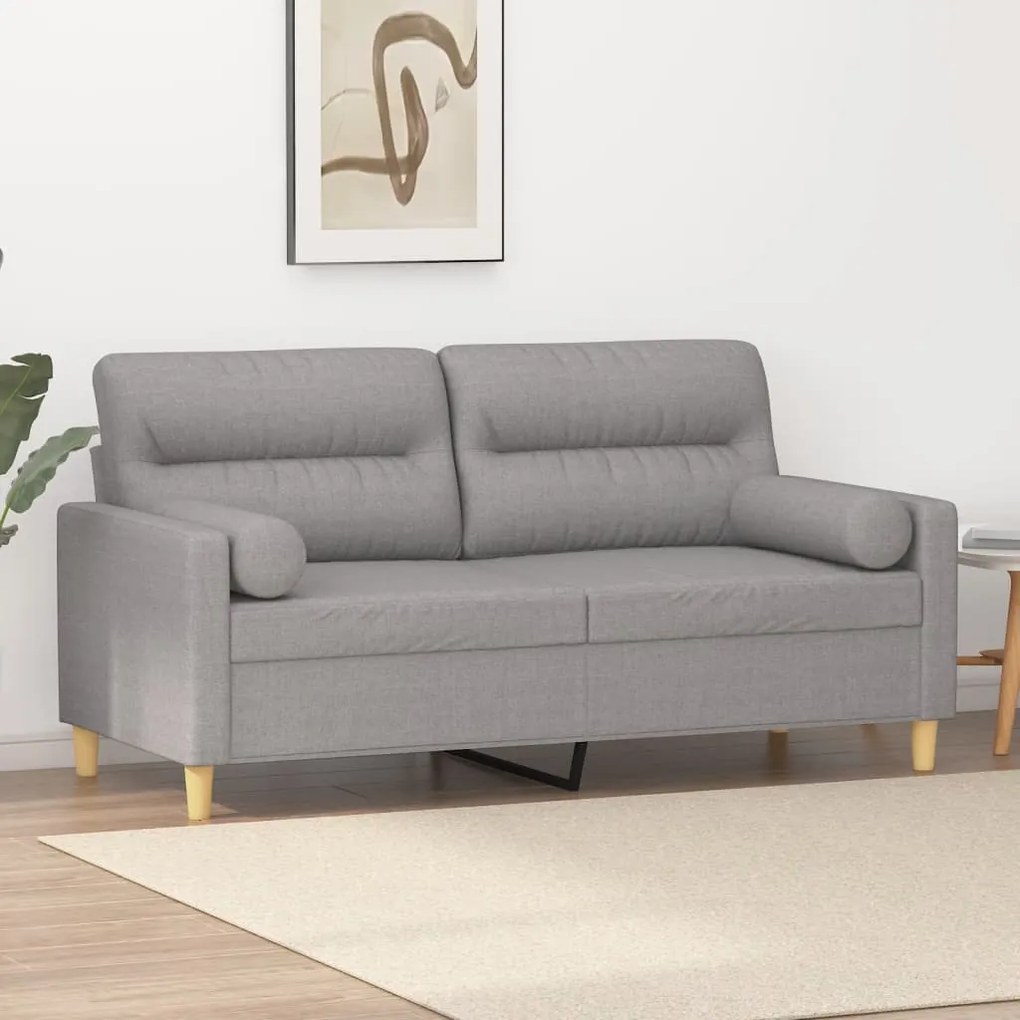3152983 vidaXL Canapea cu 2 locuri cu perne&pernuțe gri deschis 140 cm textil