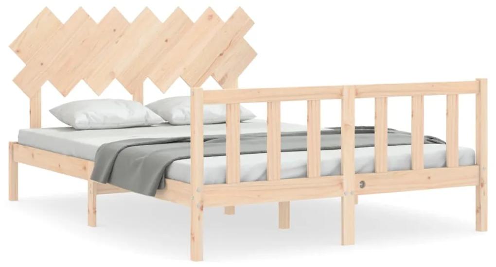 3193446 vidaXL Cadru de pat cu tăblie, 140x190 cm, lemn masiv