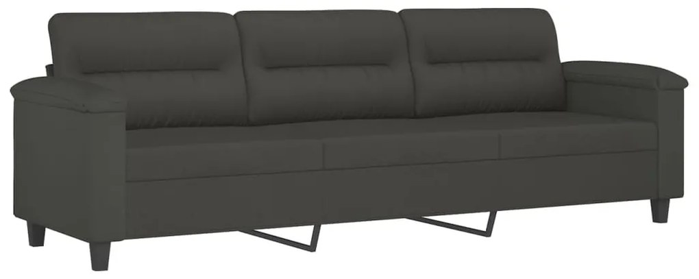 349235 vidaXL Canapea cu 3 locuri, gri închis, 210 cm, țesătură microfibră