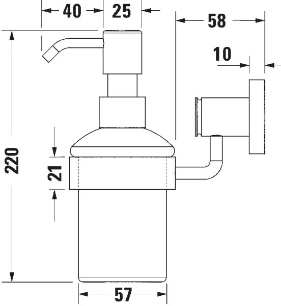 Duravit 99161000 – Dozator de săpun montat pe perete D-CODE, 390 ml, sticlă mată / crom lucios