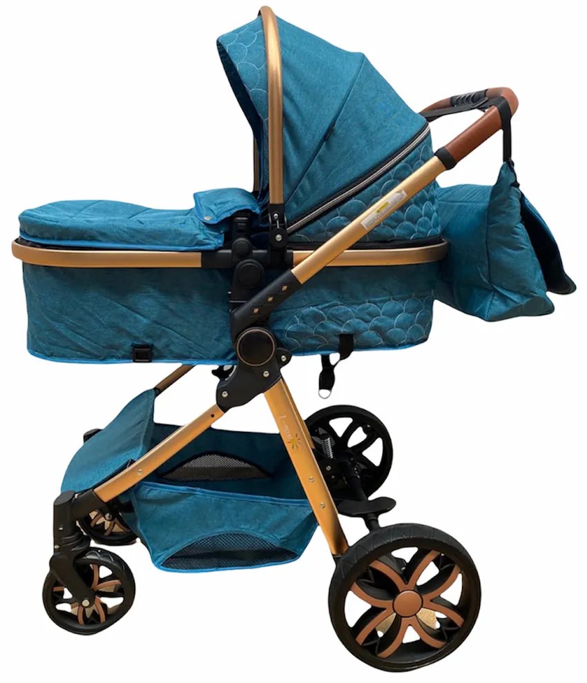Carucior 3 in 1 transformabil in mod sport cu landou si geanta, 0-36 luni, Turcoaz - CPC-12-turcoaz