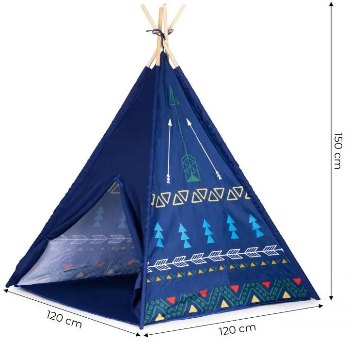 Cort Teepee, casă pentru copii albastră