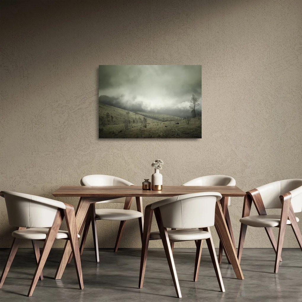 Tablou pe sticlă - Peisaj înainte de furtună (70x50 cm)
