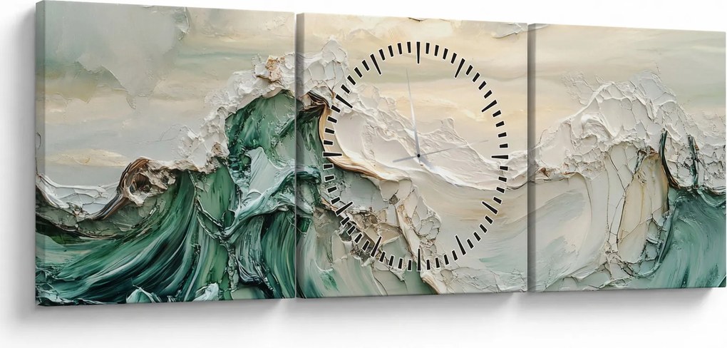 Tablou - Abstracție Marină 3D (cu ceas) (90x30 cm)