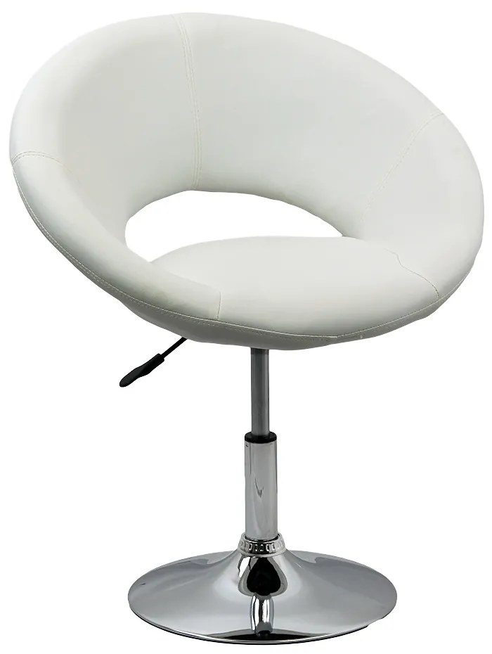 Scaun relaxare alb din piele ecologica, minimalist si rotativ REL 218