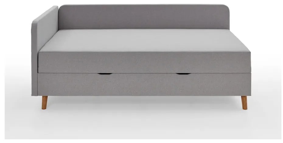 Pat de o persoană tapițat gri deschis cu spațiu de depozitare 90x200 cm Cabana - Meise Möbel