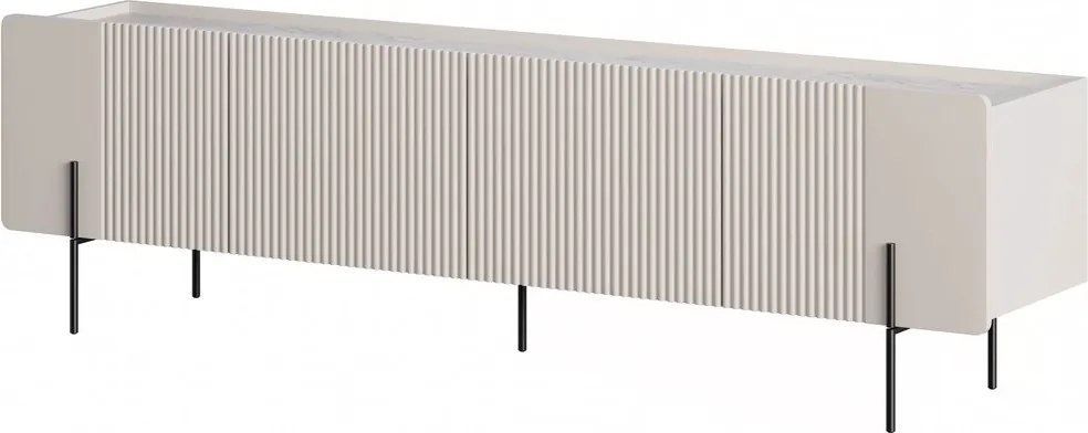 Dulap TV Malmi 200 cm pe soclu de metal - cașmir / crem / picioare negre