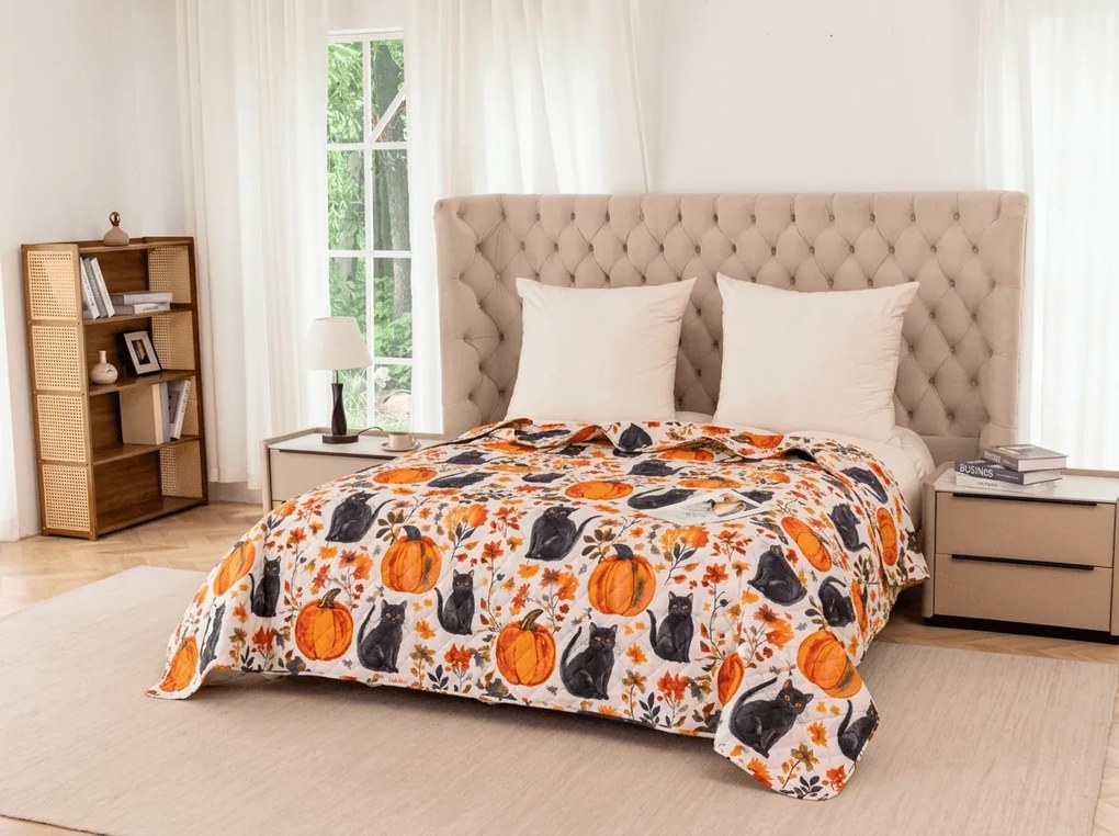 Cuvertura de pat CATS AND PUMPKINS, colorat Dimensiune: 170 x 210 cm