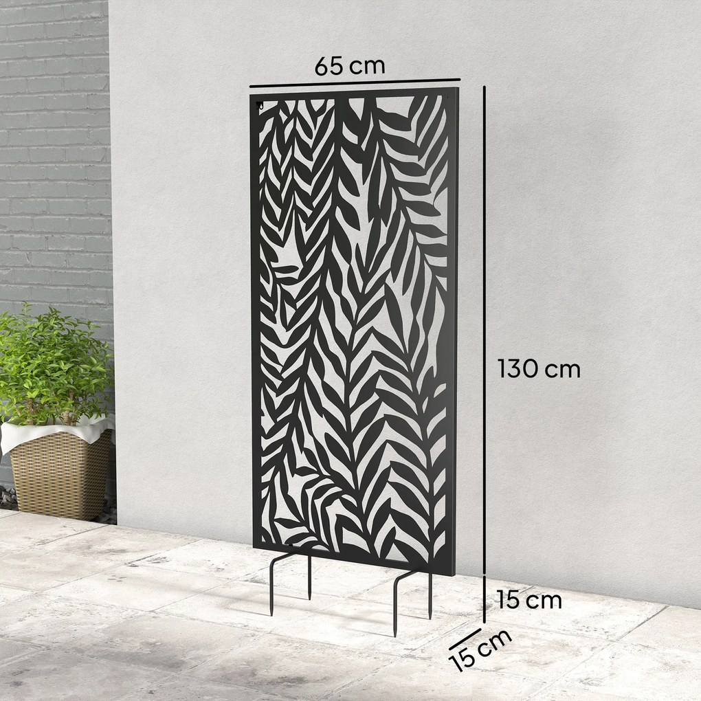 Outsunny Separator de cameră 65 x 130 cm, paravan freestanding/suspendat, panou de protecție vizuală din metal, Negru | Aosom Romania