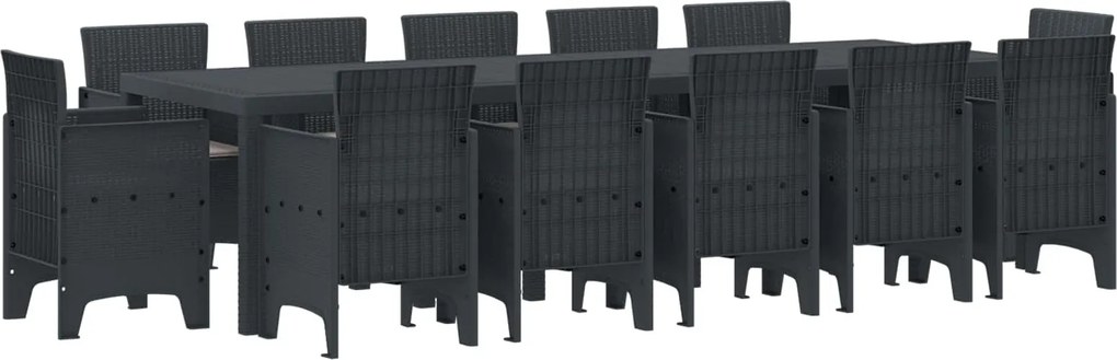 vidaXL Set de masă pentru grădină 13 pcs Antracit Ratan sintetic