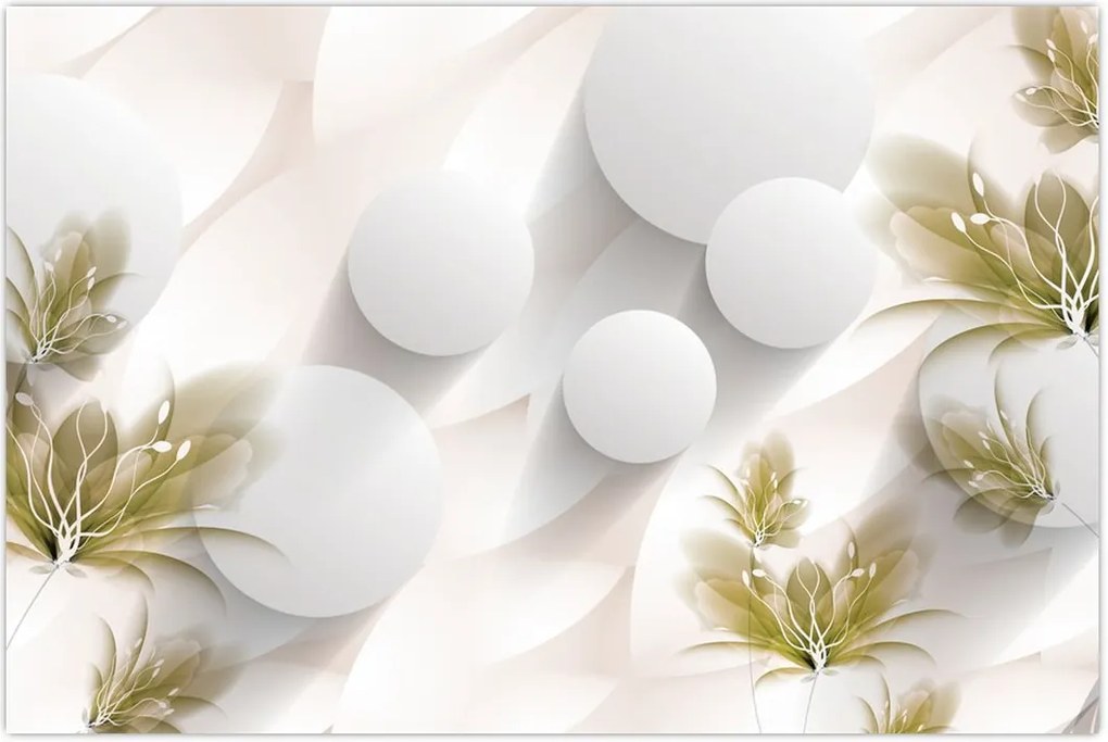 Tablou - 3D cercuri cu flori (90x60 cm)