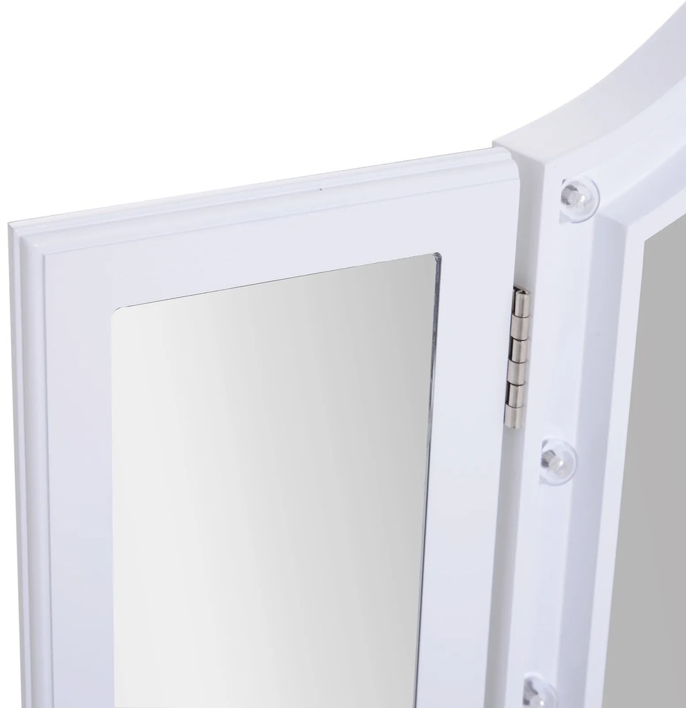 Homcom Specchio da Trucco Ripiegabile Retroilluminato con 16 Luci LED in Bianco, 73x53.5x4.5cm
