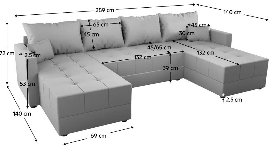Set de canapea universala, gri, DUAN U UNI