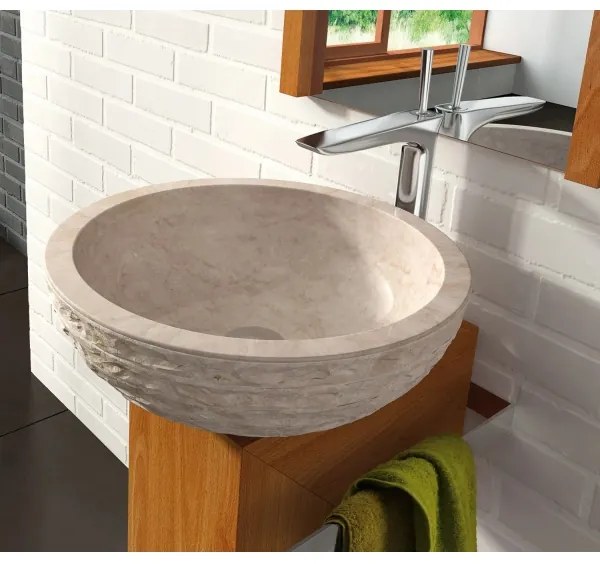 Bathco 00318 - Lavoar PUKET pentru blat, Ø 45 cm, piatră/bej