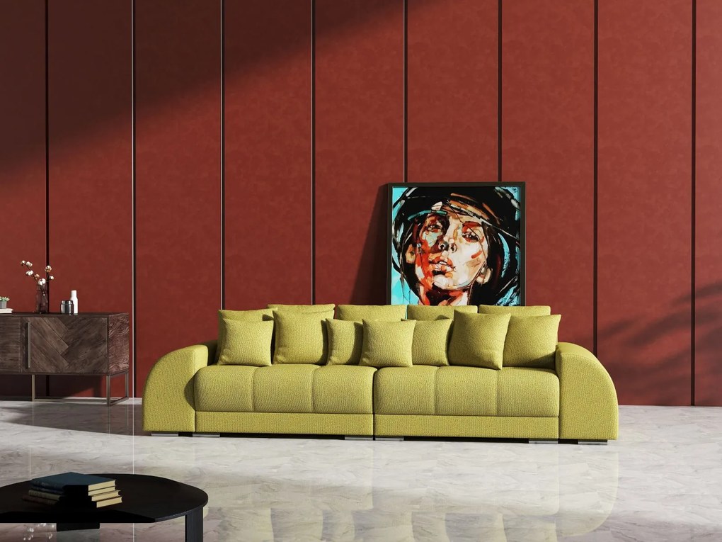 Canapea extensibilă dumonde cu 2 lăzi de depozitare si sezut confortabil din spuma high-density, Verona Enjoy Green 310x100 cm