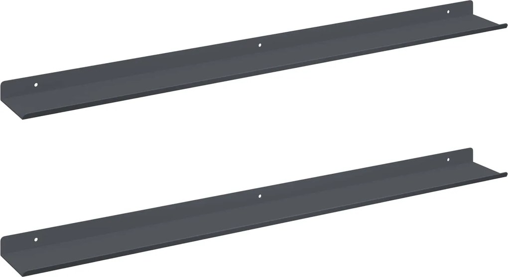vidaXL Raft suspendat Pe perete 2 pcs Antracit 80 x 9 x 2,5 cm Oțel
