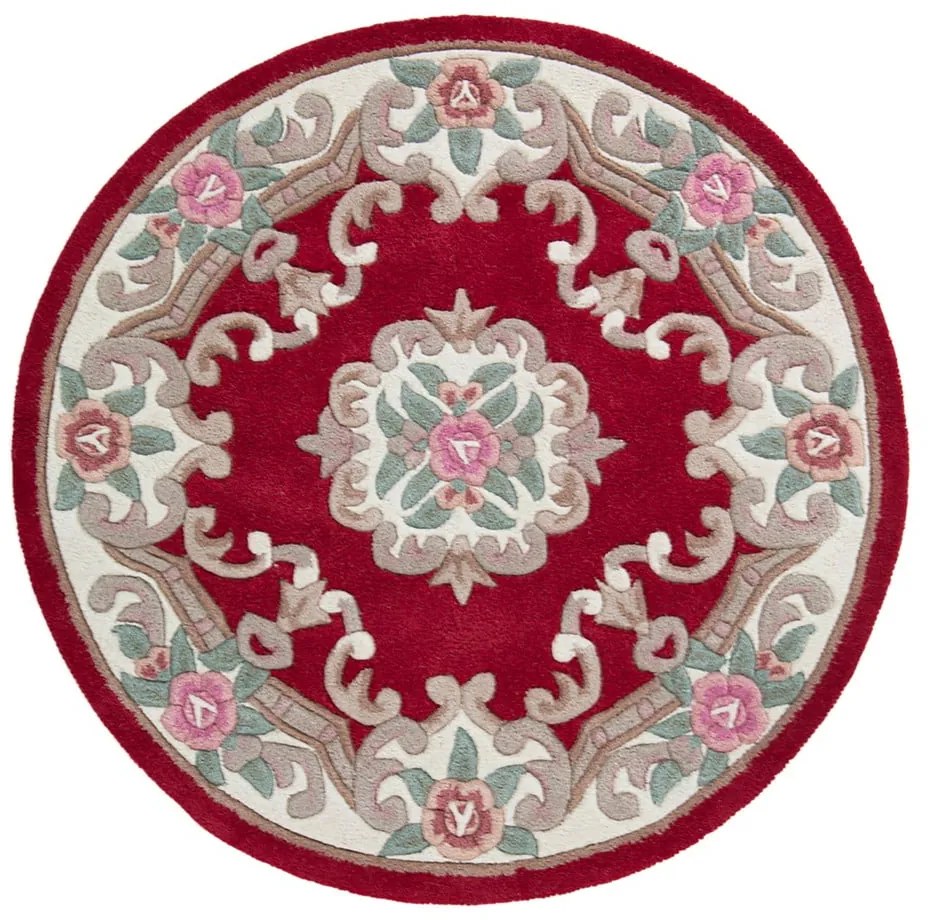 Covor din lână Flair Rugs Aubusson, ⌀ 120 cm, roșu