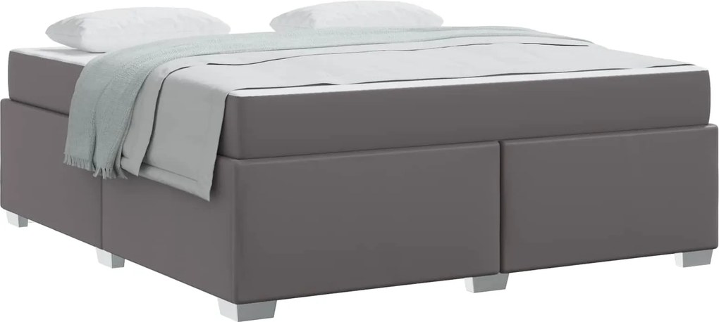 vidaXL Cadru de pat cu saltea Gri 180 x 200 cm țesătură