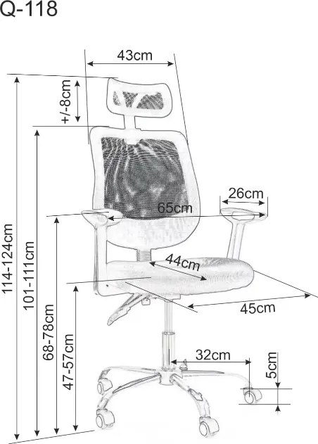 Scaun de birou negru FLEXISEAT Q-118RC