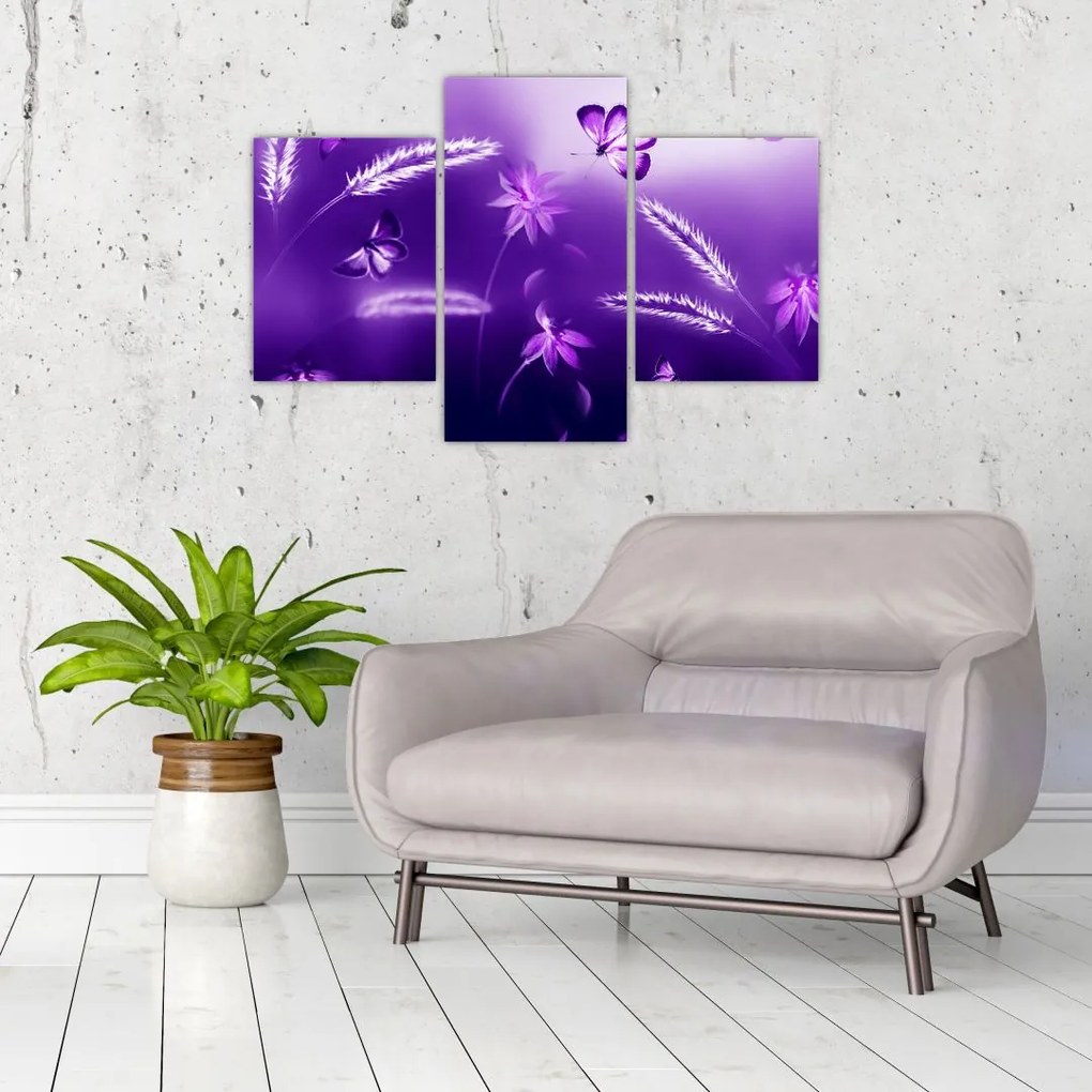 Tablou - Lunca cu fluturi (90x60 cm)