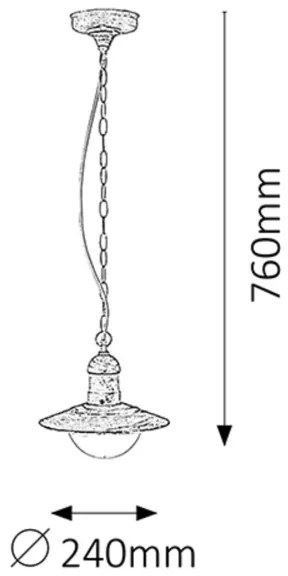 Brilagi - Lampă suspendată de exterior MOLDE, 1xE27/60W, IP44, alb/patină
