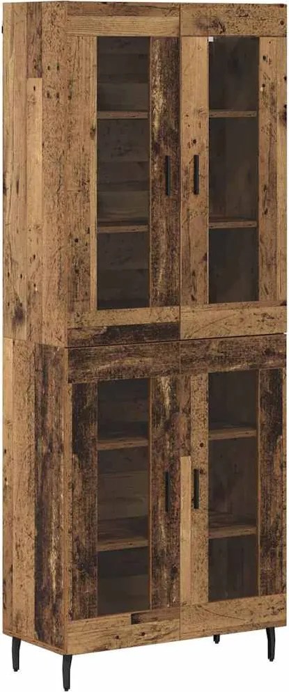 vidaXL Bufet 2 pcs Lemn vechi Lemn Stratificat și Sticlă