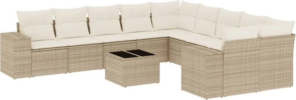 vidaXL Set canapele de grădină cu perne, 11 piese, bej, poliratan