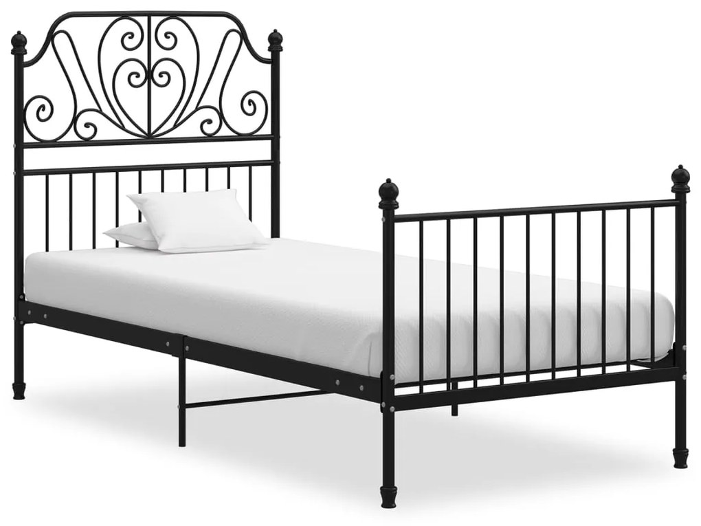 324844 vidaXL Cadru de pat, negru, 100x200 cm, metal