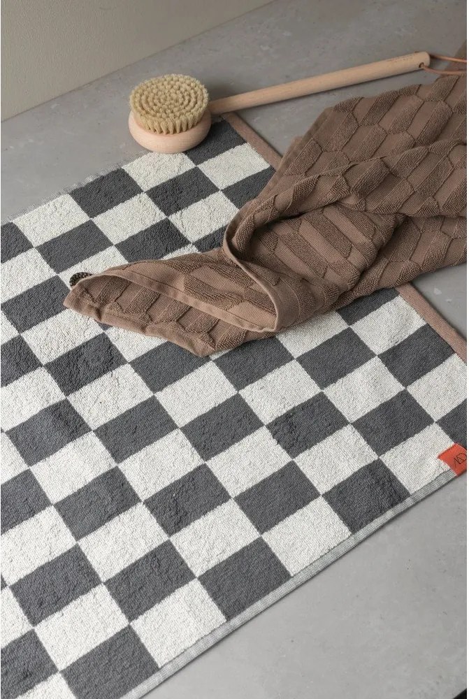 Covoraș de baie gri antracit/bej pentru duș din bumbac organic 50x80 cm Retro – Mette Ditmer Denmark