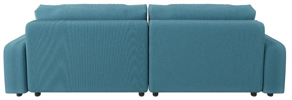 Colțar turcoaz extensibil cu tapițerie din catifea reiată Sara – Ropez