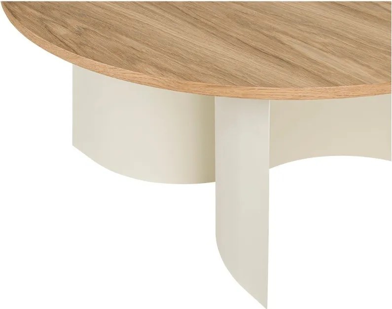 Măsuță de cafea crem/în culoare naturală rotundă cu blat cu aspect de lemn de frasin ø 95 cm Gavo – noo.ma