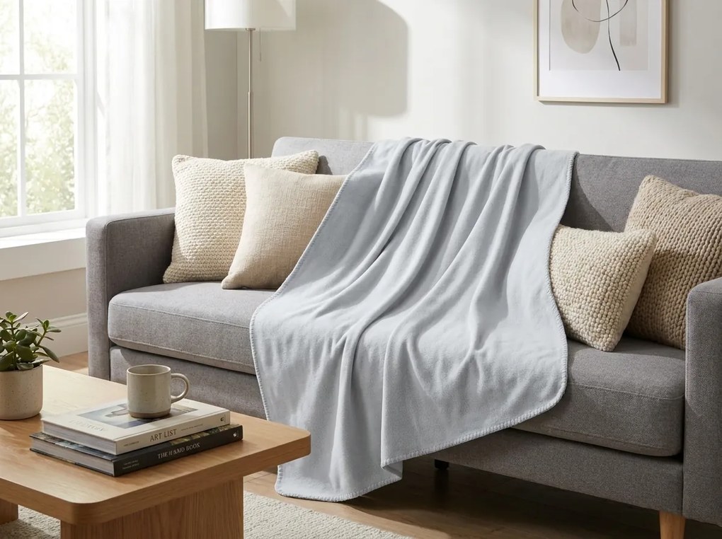 Patura din fleece FLEORA, argintie Dimensiune: 200 x 220 cm