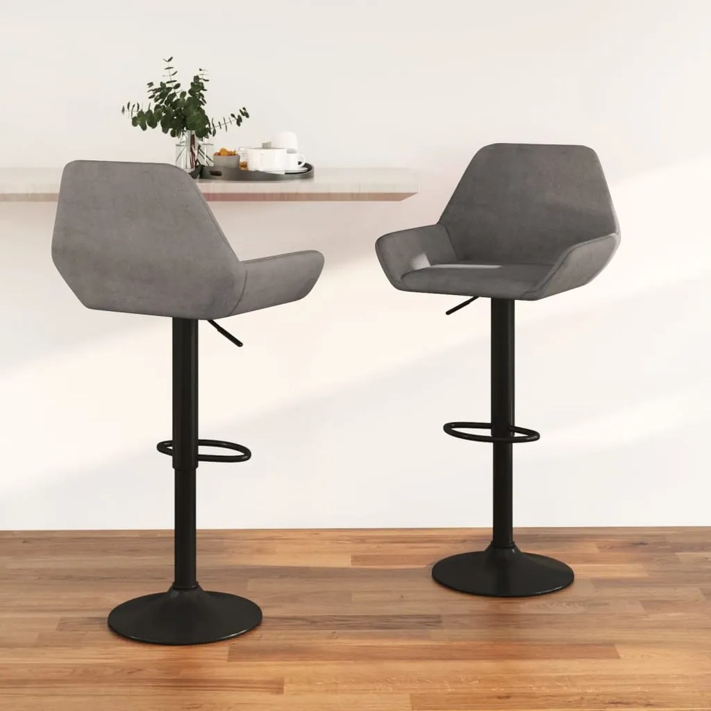 339368 vidaXL Scaune de bar, 2 buc., gri deschis, catifea