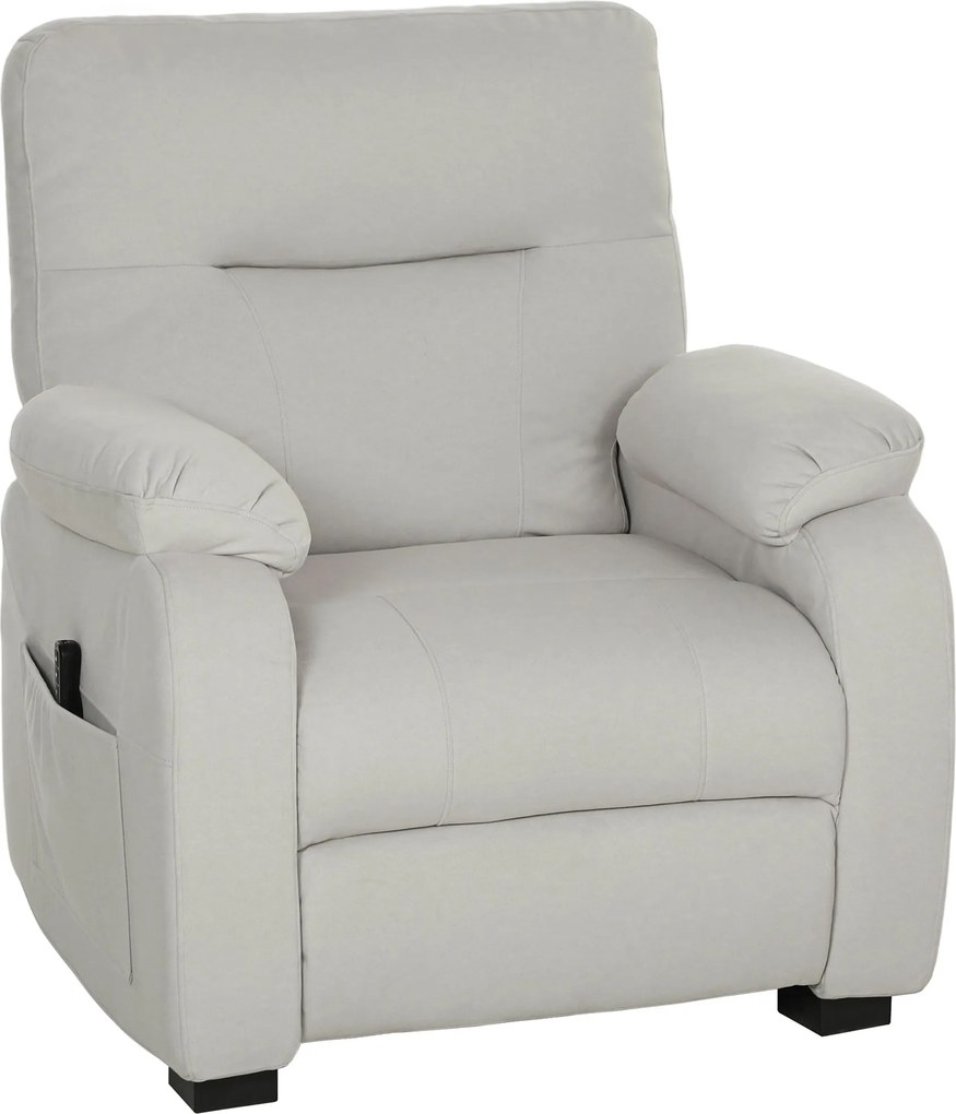 HOMCOM Fotoliu relax electric fotoliu reclinabil port USB suport picioare buzunare laterale telecomandă 96x90x103cm crem | Aosom Romania