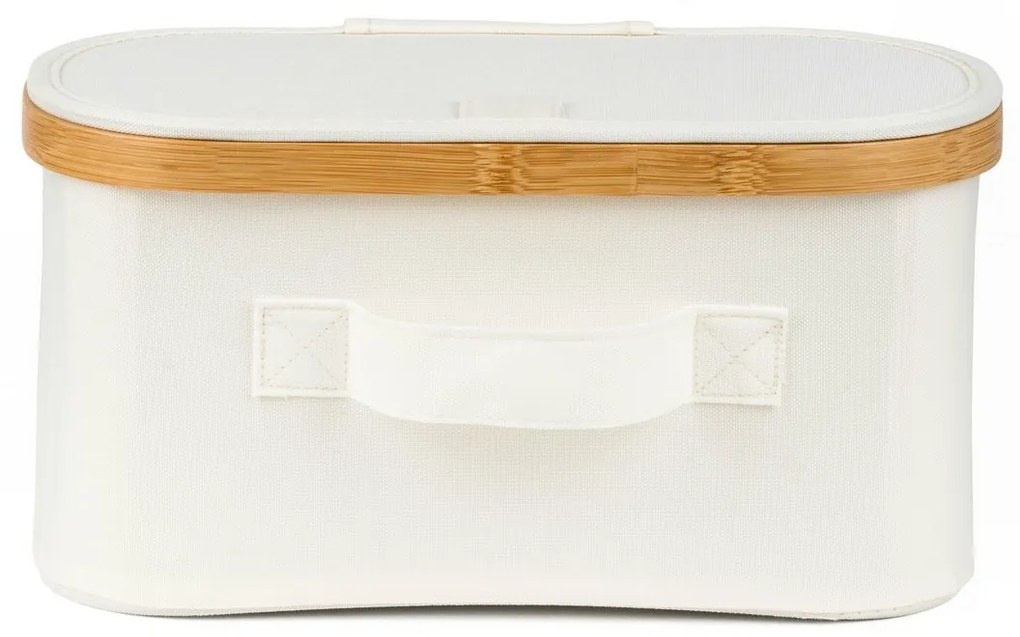 Cutie de depozitare G21 30 x 15 x 15 cm, dinbambus cu capac, bejz