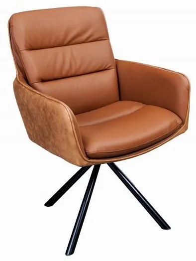 Set 2 scaune pivotante pivotant Big George, microfibra/ piele coniac