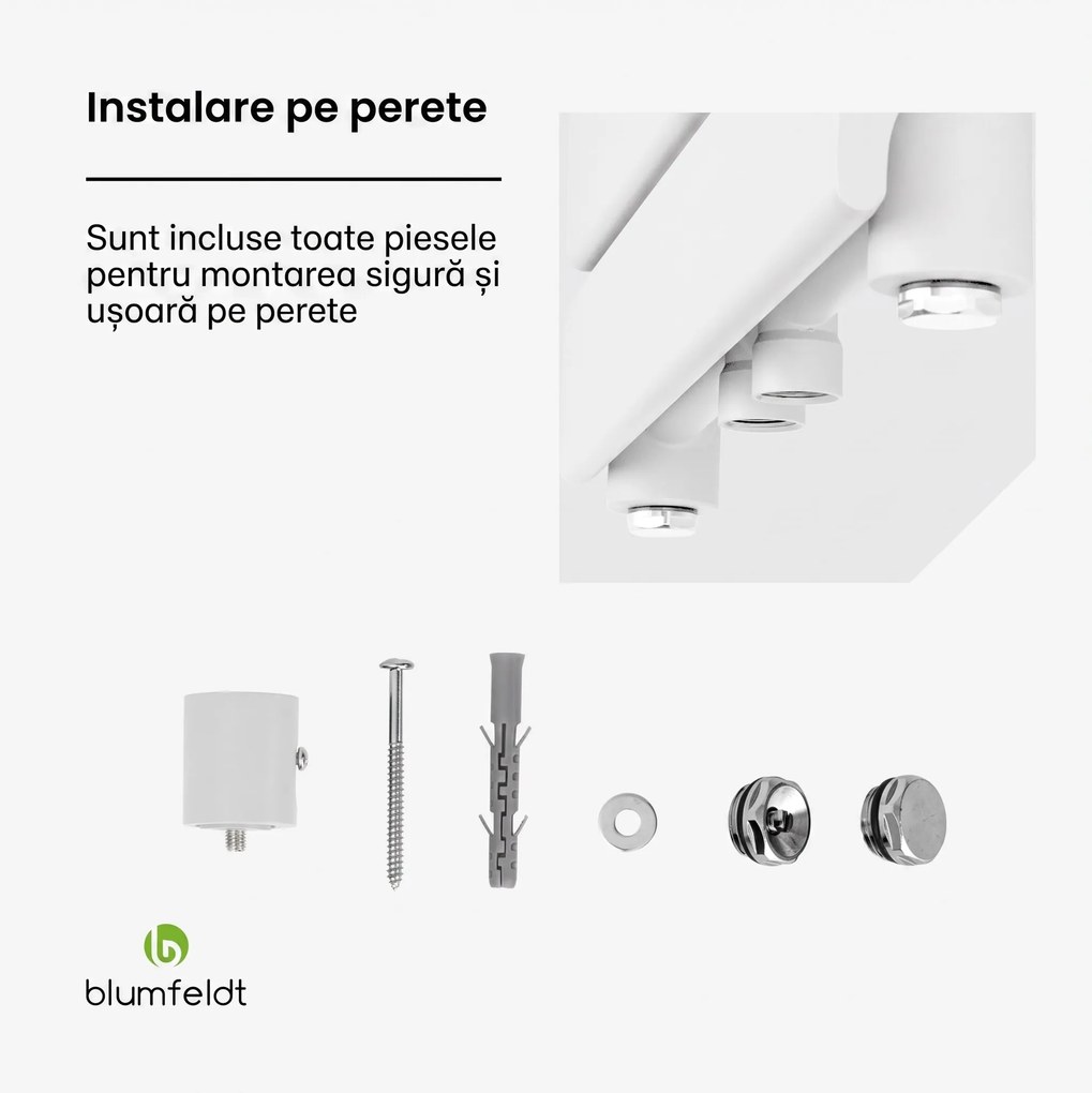 Blumfeldt Fairmont 50 x 107 calorifer 509 W apă caldă 4 suporturi prosoape 1/2"