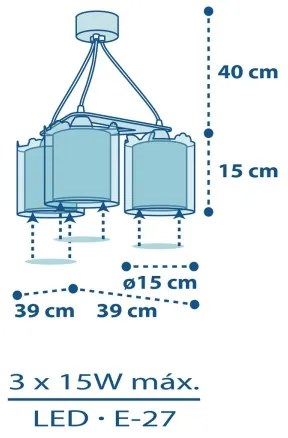 Dalber D-76114 - Lustră copii MY LITTLE JUNGLE 3xE27/15W/230V