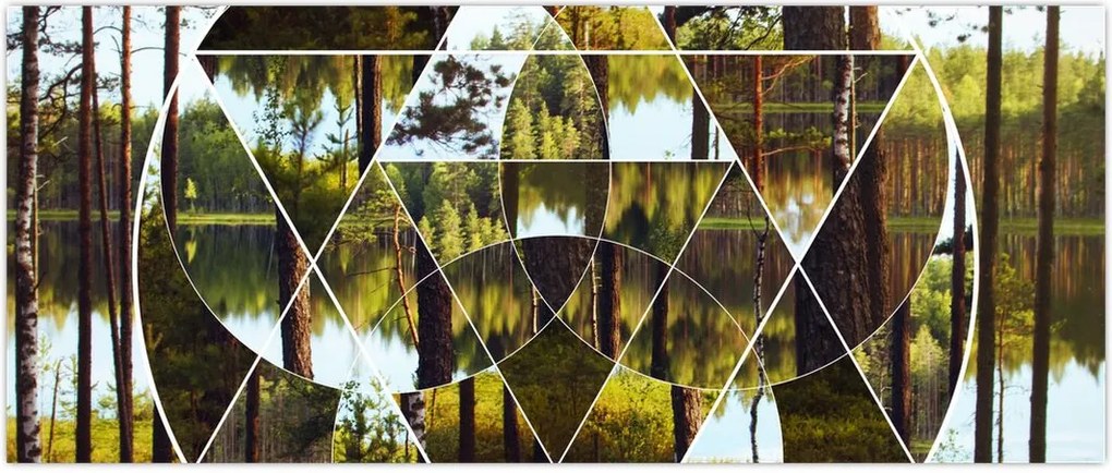 Tablou - Colaj geometric pe fundalul pădurilor nordice (120x50 cm)