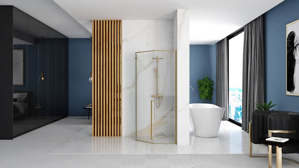 Cabina de dus DIAMOND 100x100 cm BRUSH GOLD