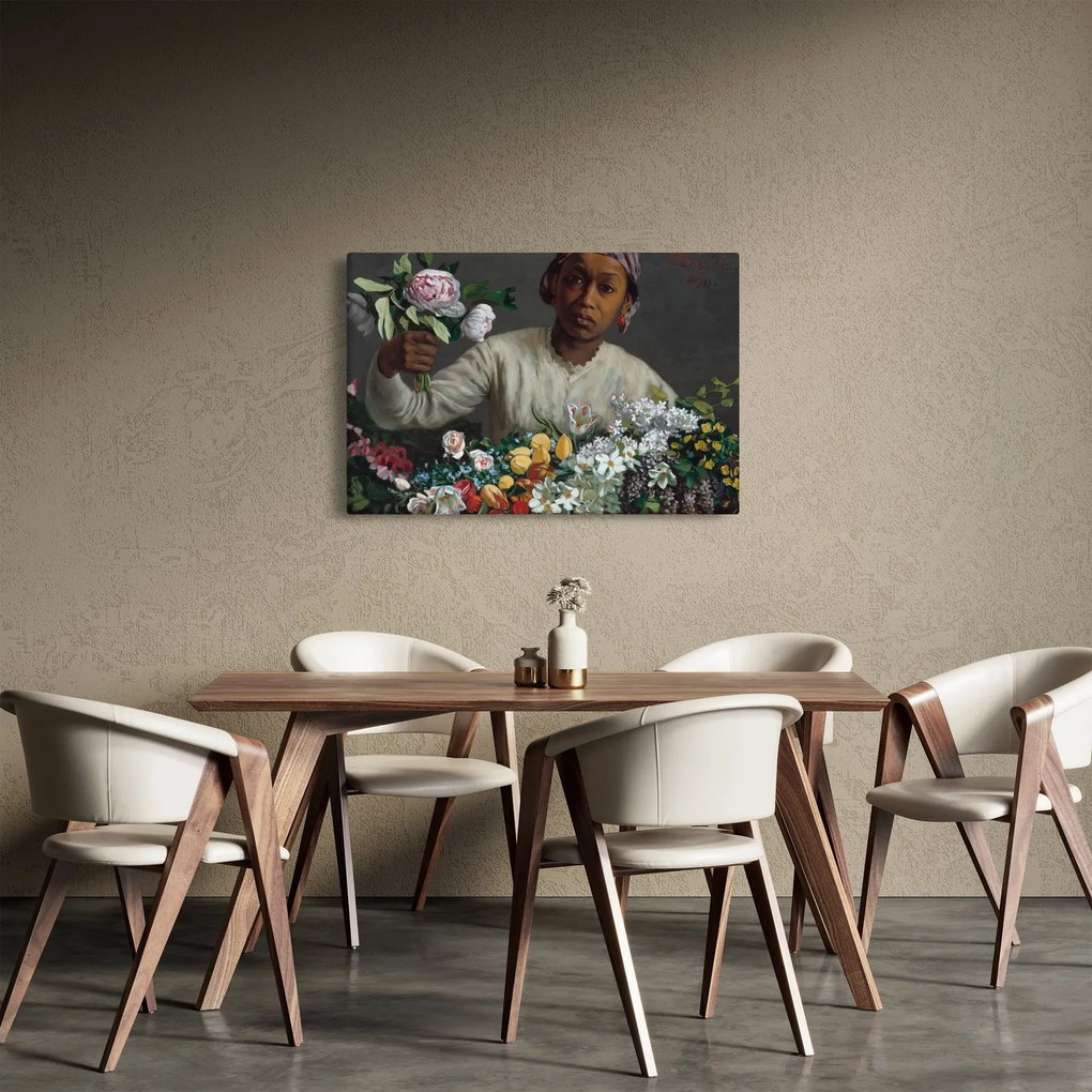 Tablou - Frédéric Bazille, Young Woman with Peonies, reproducere (90x60 cm)