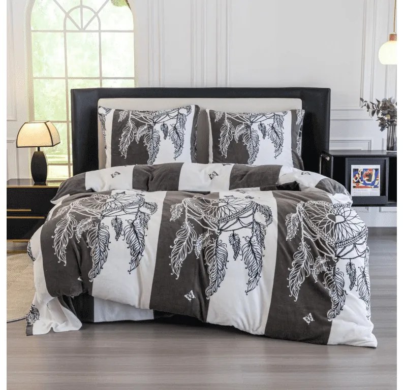 Lenjerie cocolino TIRSO gri-alb Dimensiune lenjerie de pat: 2 buc 70 x 90 cm | 200 x 220 cm