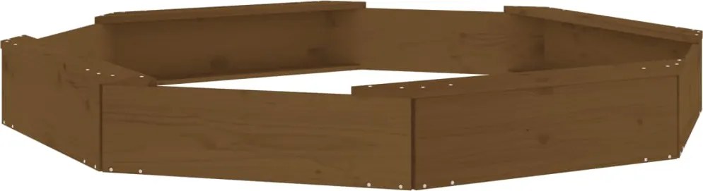 vidaXL Cutie de nisip cu scaune octogonale, maro miere, lemn masiv pin