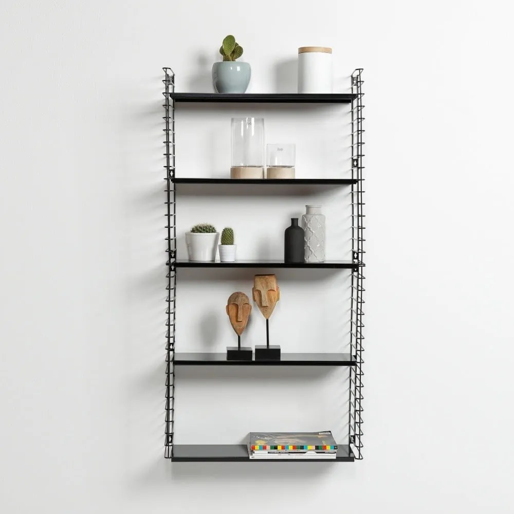 Etajeră cu 3 rafturi Metaltex Libro, negru, lățime 70 cm