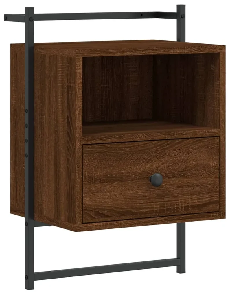 833441 vidaXL Noptieră de perete, stejar maro, 40x30x61 cm, lemn prelucrat